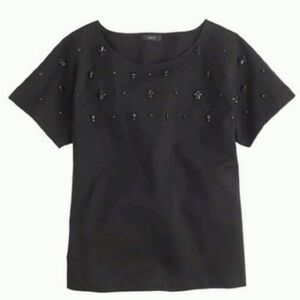 J. Crew NWT black knit Jeweled  Embellished Top M B7182